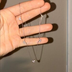 Heart Princess Diamond CZ Sterling Silver 925 Adjustable Station Necklace